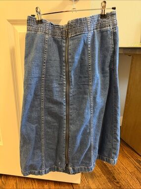 Madewell Denim Midi Skirt with Front Zip